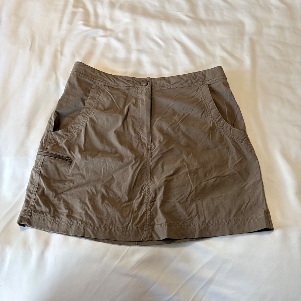 LL Bean Vista Camp Skirt Womens 4 Taupe Brown Hiking Outdoor Performance Mini